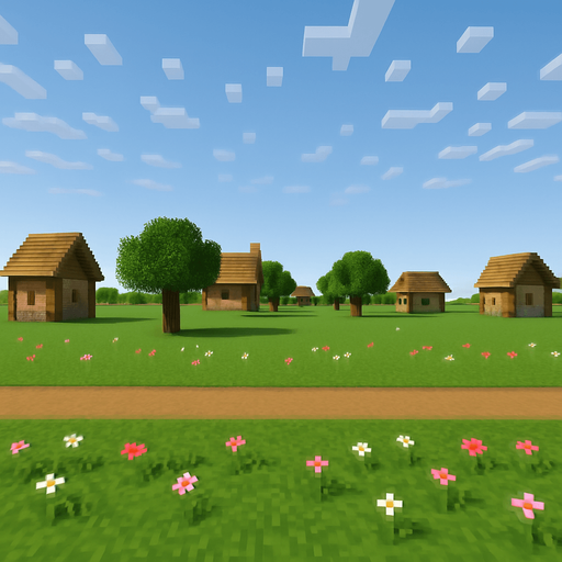 evleri ağaçları biraz daha uzaklaştır yoldan çimenliğe biraz çicek koy çok küçük yol ve çimenlik asla renk ve şekil değiştirmemeli