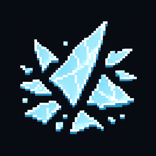 broken glass particles 2d pixel art.
In-Game asset.  2d.  High contrast.  No shadows