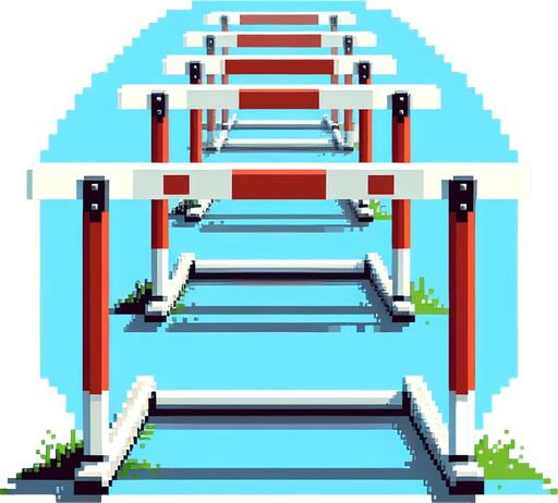 a single olympic hurdle. seen from the front. pixelated. 8 bit.
Single Game Texture. In-Game asset. 2d. Blank background. High contrast. No shadows.