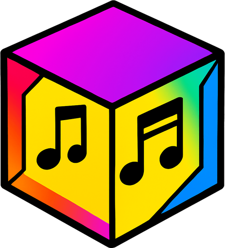 a prismatic rotating cube with notes inside.
In-Game asset.  2d.  High contrast.  No shadows