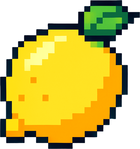 pixel art of a lemon.
In-Game asset.  2d.  High contrast.  No shadows