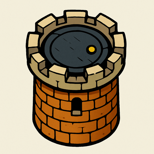 build a tower from a bird's eye view.
In-Game asset.  2d.  High contrast.  No shadows