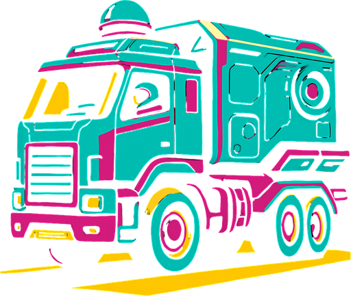 a truck from future space.
2d.  High contrast.  No shadows