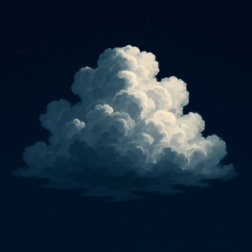 Nube realista de noche.
In-Game asset.  2d.  High contrast.  No shadows