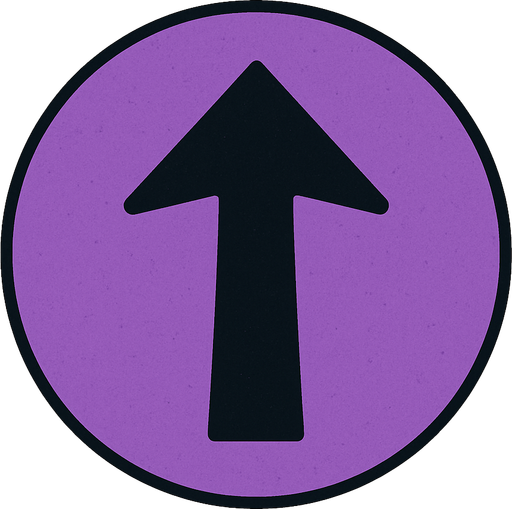 Purple circle. With an arrow facing up.
Please..
2d