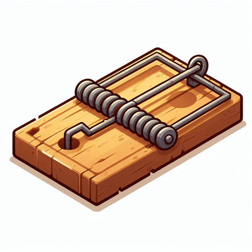 Mouse trap, side view, cartoon Single Game Texture. In-Game asset. 2d. Blank background. High contrast. No shadows.