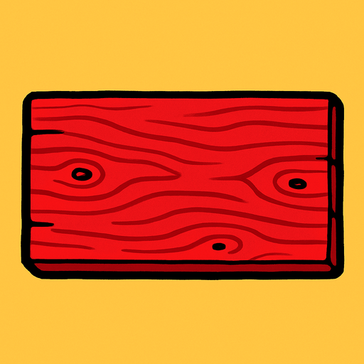 Rectángulo de madera color rojo.
In-Game asset.  2d.  High contrast.  No shadows