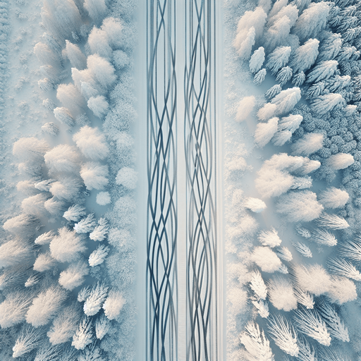 dirty road Fully covered by snow, top view