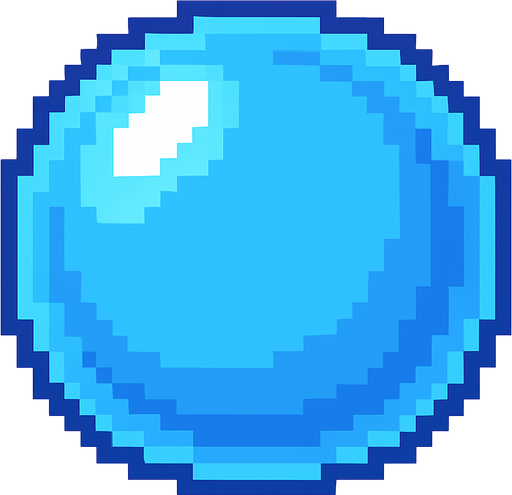 A blue transparent dome type shield ball . Simple graphics. Low details.
Single Game Texture. In-Game asset. 2d. Blank background. High contrast. No shadows. Pixel Art