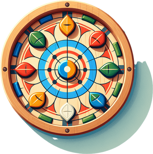 like a carrom.
Single Game Texture. In-Game asset. 2d. Blank background. High contrast. No shadows.