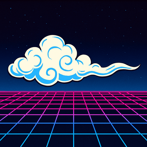 A thin wispy white cloud. 80s arcade machine graphics..
In-Game asset.  2d.  High contrast.  No shadows