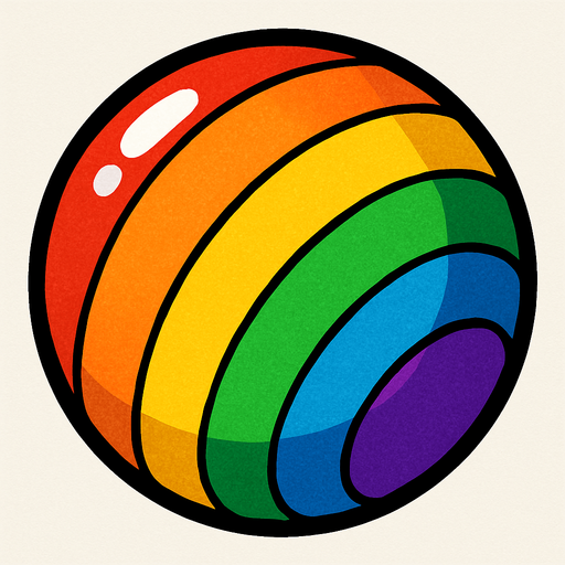 Rainbow ball.
In-Game asset.  2d.  High contrast.  No shadows