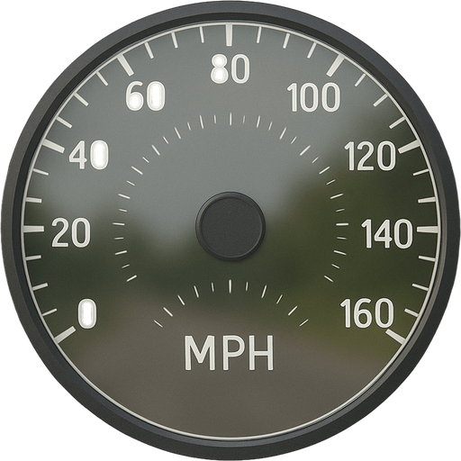 Transparent speedometer without hourhand, white numbers, Front view