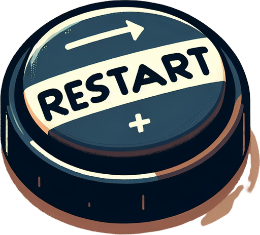 button with the word restart on it.
Single Game Texture. In-Game asset. 2d. Blank background. High contrast. No shadows.