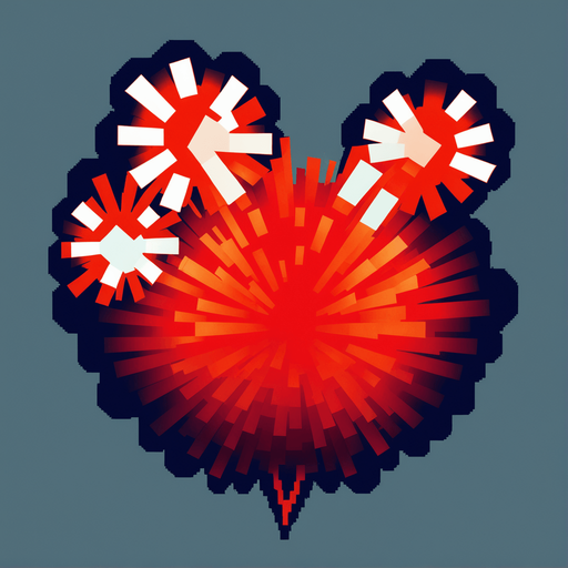 fireworks, pixel style