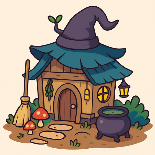 witch hut. rpg. 2d. no shadows.