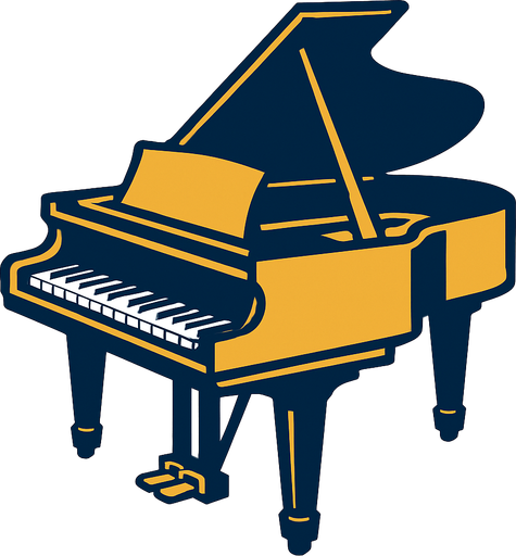 Grand piano.
In-Game asset.  2d.  High contrast.  No shadows