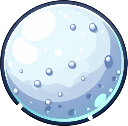 a snowball with magical powder, cartoon Single Game Texture. In-Game asset. 2d. Blank background. High contrast. No shadows.