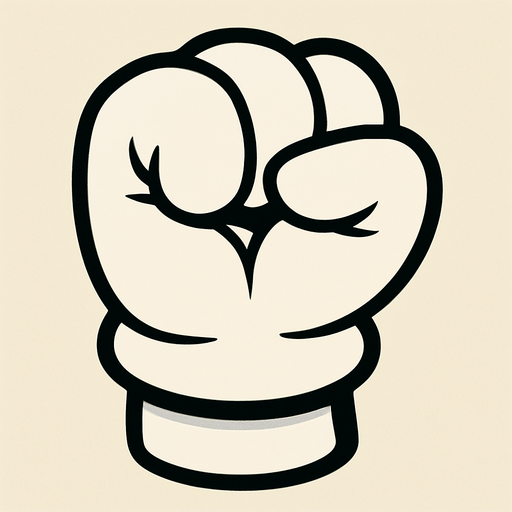 White glove curled into a fist.
In-Game asset.  2d.  High contrast.  No shadows