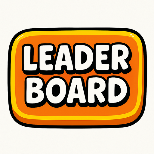 a cartoon style 3d button with the word Leader Board on it..
In-Game asset.  2d.  High contrast.  No shadows