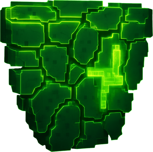 Glowing yellow-green cyberpunk neon hologram 3d