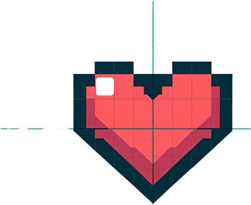 Heart_icon pixel.
Single Game Texture. In-Game asset. 2d. Blank background. High contrast. No shadows.