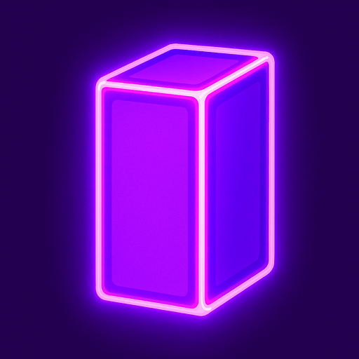 Purple neon rectangle block.
In-Game asset.  2d.  High contrast.  No shadows