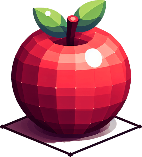 red apple.
Single Game Texture. In-Game asset. 2d. Blank background. High contrast. No shadows.