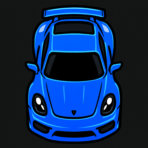 Blue sports car arcade top view.
In-Game asset.  2d.  High contrast.  No shadows
