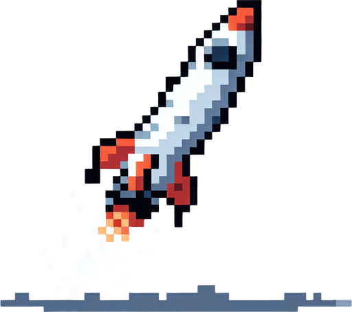 AI robo rocket pointing downward, pixelated. flat. 8 bit..
Single Game Texture. In-Game asset. 2d. Blank background. High contrast. No shadows.
