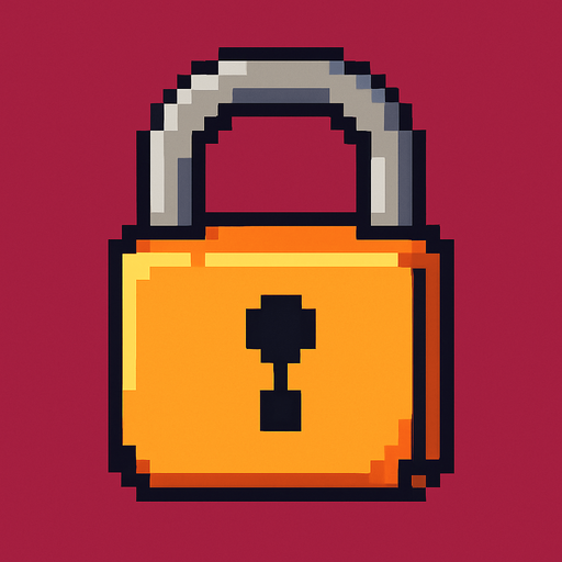lock pixel art.
In-Game asset.  2d.  High contrast.  No shadows