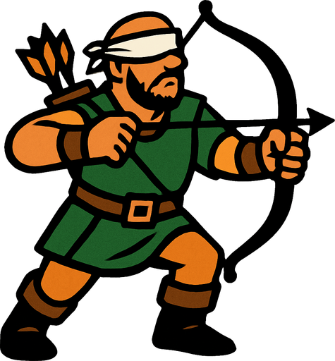 Kör bir okçu.
In-Game asset.  2d.  High contrast.  No shadows