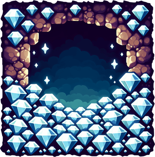 elmas dolu mağara.
Single Game Texture. In-Game asset. 2d. Blank background. High contrast. No shadows.