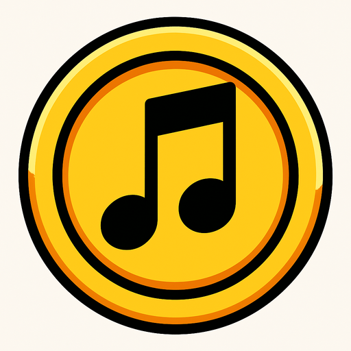 MÜZİK NOTASI ŞEKLİNDE BİR COİN TARZI BİR ŞEY.
In-Game asset.  2d.  High contrast.  No shadows