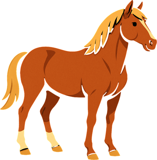 horse with black background.
In-Game asset.  2d.  High contrast.  No shadows