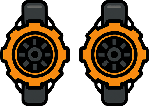 Symmetrical robot wheels.
In-Game asset.  2d.  High contrast.  No shadows