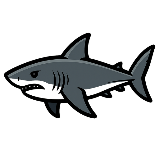 Grey shark, sideview.
In-Game asset.  2d.  High contrast.  No shadows