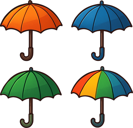 Pack of different umbrellas.
In-Game asset.  High contrast.  No shadows. 3D