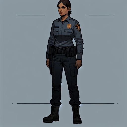 create night guard.
Single Game Texture.  In-Game asset.  2d.  Blank background.  High contrast.  No shadows