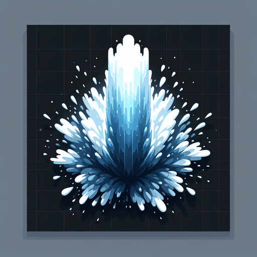 top view of water jet.
Single Game Texture. In-Game asset. 2d. Blank background. High contrast. No shadows.