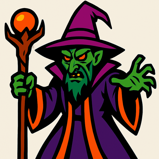 bad wizard.
In-Game asset.  2d.  High contrast.  No shadows