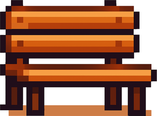 sitting bench pixels.
In-Game asset.  2d.  High contrast.  No shadows