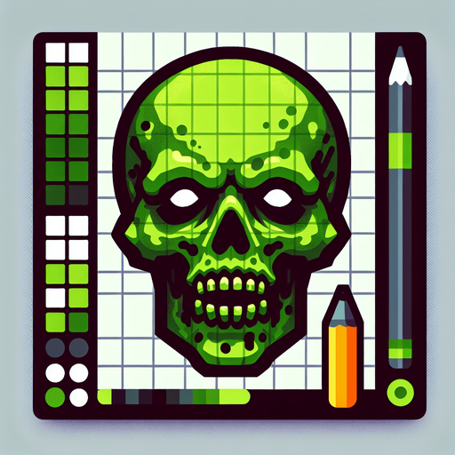 stylized green zombie head.
Single Game Texture. In-Game asset. 2d. Blank background. High contrast. No shadows.