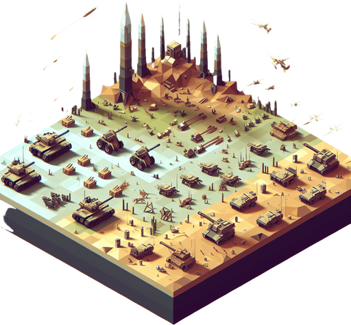 A 2d war symmetrical landscape low Polly.
Single Game Texture. In-Game asset. 2d. Blank background. No shadows.