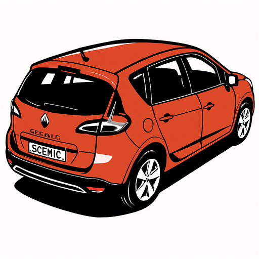 renault scenic 3 arka çapraz kuşbakışı arka plan kaldırma çiz.
In-Game asset.  2d.  High contrast.  No shadows