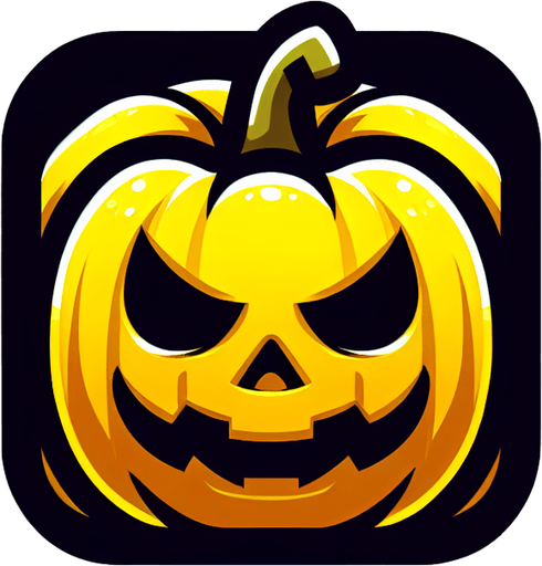 Perfectly square yellow halloween pumpkin. Cartoon style. spookyart style. Simple vector style.