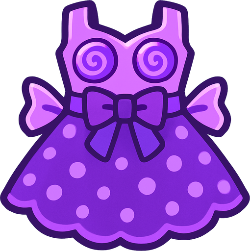 cute purple candy design dress top view..
In-Game asset.  2d.  High contrast.  No shadows