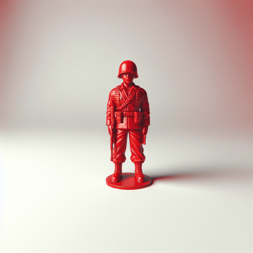 A red soldier toy Single Game Texture. In-Game asset. 2d. Blank background. High contrast. No shadows.