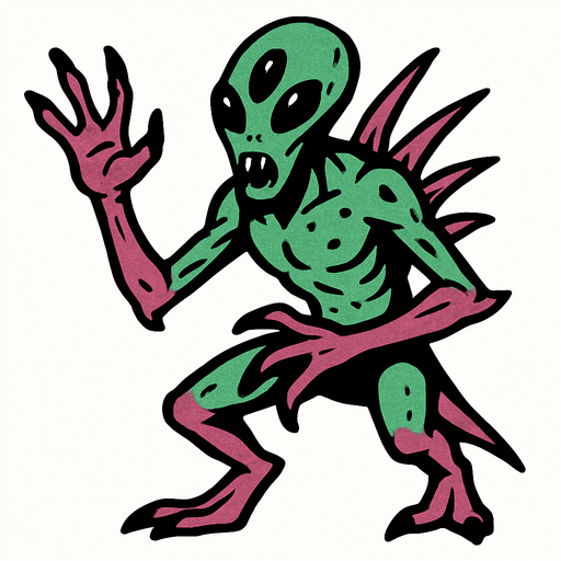 alien creature drawing.
In-Game asset.  2d.  High contrast.  No shadows