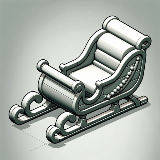 Santa's sleigh. Side view. Plastic style Single Game Texture. In-Game asset. 2d. Blank background. High contrast. No shadows.